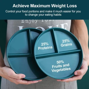 Portion Control Plates 9 Inch 2 Pcs, Unbreakable Divided Plate for Adults, 3 ... - Picture 1 of 7