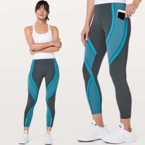 Apretado Lululemon Wild Twist 7/8 *25" Gravedad / Pacific Teal / Extreme Talla 6 - Imagen 1 de 7
