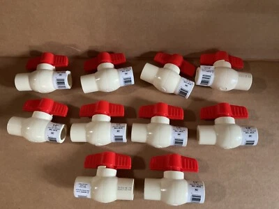 Paquete de 10 válvulas de bola solventes de PVC Pro Line 1/2 mango en T válvula de bola de cierre de agua Foto 1 de 4
