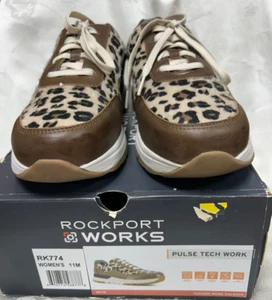 Rockport Works- Womens- Parissa Animal Print steel toe Safety Shoes Size 11- M. - Picture 1 of 16