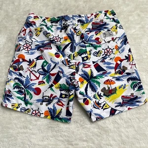 POLO Ralph Lauren Bear Print Boy's White Traveller Classic Swimming Trunk Size L - Picture 1 of 8