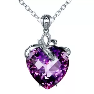 925 Silver Plated Women Shinny Gold Silver Necklace Stone Shinny Pendent Gift - Picture 1 of 5