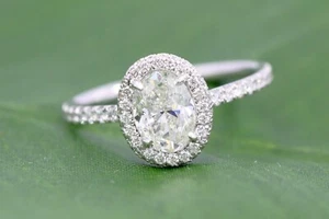 GIA 1.75 CT Natural Oval Cut Diamond Solitaire Eternity Engagement Ring Platinum - Picture 1 of 10