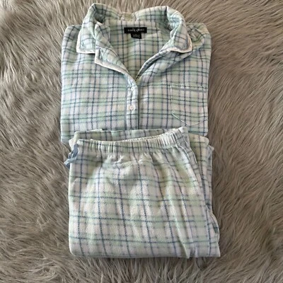 Conjunto de pijama de dos piezas Earth Angels para mujer talla XL azul a cuadros pijama polar pijama Foto 1 de 4