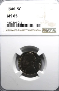 1946 5c Jefferson Nickel NGC MS65 BU Denver Five Cents - Picture 1 of 2