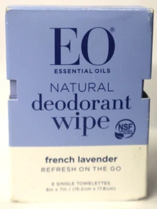 EO Deodorant Lavender Wipes 6 Count - FREE SHIPPING - Picture 1 of 3
