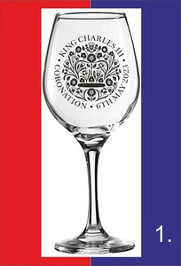 ENGRAVED KING CHARLES III CORONATION WINE GLASS ROYAL MEMORABILIA - Picture 1 of 1