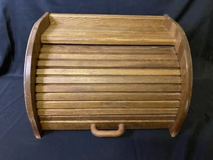 Cornwall VTG Oak Bread Box Keeper Wooden Roll Top Heavy Duty Made In USA - Picture 1 of 7