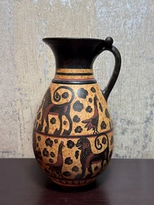 Repro Ancient Greek Corinthian Olpe Earthenware Jug Vessel 600BC London Museum - Picture 1 of 4