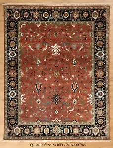 8x10ft Vintage Retro Royal Cozy Traditional Rust Navy Transitional Medallion Rug - Picture 1 of 8