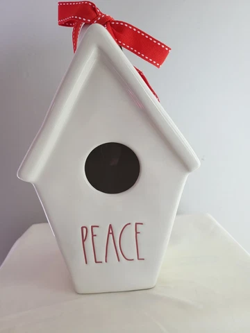 New RAE DUNN PEACE SLANT BIRDHOUSE RED LETTERS Cover