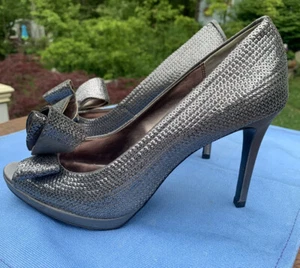 Moda Spana Gun Metal 4” Heels with Bow SZ 8M - Picture 1 of 10