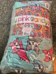 candy pink girls french bulldogs fleece blanket 60x60 - Picture 1 of 2