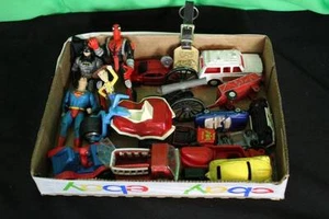 Lot Box Of Toys Tootsie Matchbox Marvel Superman Batman Spider-Man Collectible - Picture 1 of 5