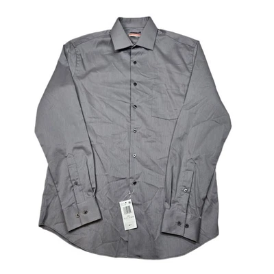 Van Heusen Steel Gray Dress Shirt Mens Medium 15-15.5 34/35 Regular Stretch NEW - Image 1 of 4