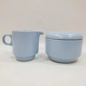 Vajilla Libbey Lila Púrpura Crema y Azúcar con Tapa Vintage Cerámica Periwinkle - Imagen 1 de 14