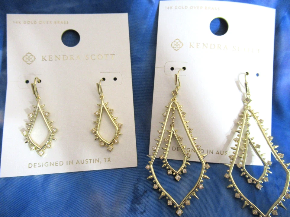 Kendra Scott Álora 14Kt GP Sobre Latón Gota Pendientes Largos y Cortos Lote 2 Pares Nuevos con Etiquetas Foto 1 de 4