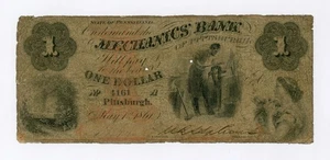 1861 $1 The Mechanics Bank of Pittsburgh, PENNSYLVANIA Note  - Picture 1 of 2