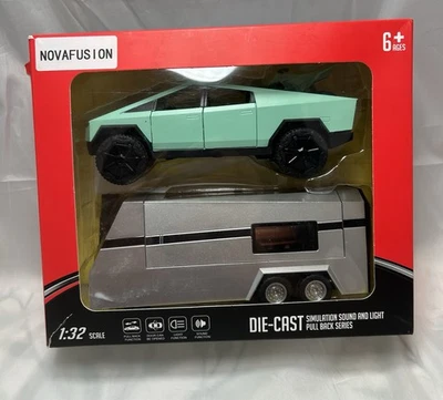 CHE ZHI 1/32 Scale Cyber Truck & Trailer In Teal Color (Open Box) - Image 1 of 4