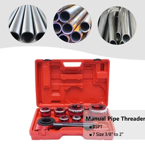 7 Size(3/8''-2")Dies Hand Ratchet Pipe Threader Set Plumbing Reversing Knob Tool - Picture 1 of 17