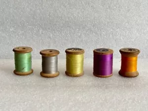 VINTAGE CLARK & CO. THREAD WOODEN SPOOL MIX COLOR & COMPANY LOT OF 5 PIECE - Picture 1 of 13