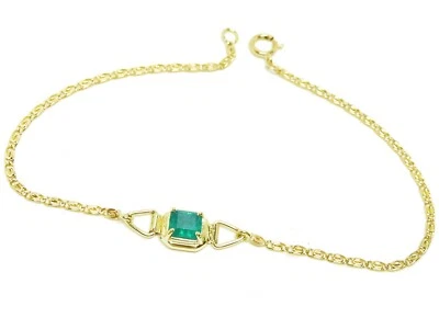 Pulsera Mujer Esmeralda Colombiana Oro Sólido 14K Hecha en USA Foto 1 de 4