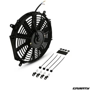 12" 12V ELECTRIC CURVED BLADE UPRATED TRACK FAST ROAD CAR RADIATOR RAD FAN KIT - Afbeelding 1 van 12