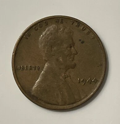 RARE 1944 Wheat Penny Error No Mint Mark “L” in Liberty Near Rim Error Cent Coin - Image 1 of 2