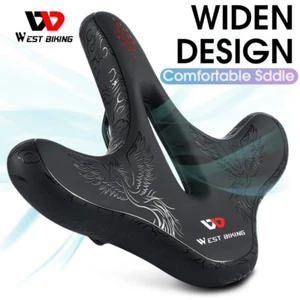 WEST BIKING Big Bum Widened Soft Padded Mountain Road Bike Bicycle Seat Saddle - Picture 1 of 12