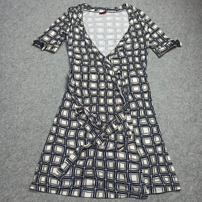 HUGO BOSS Mujer Vestido TALLA S D-36 Modal Lana Jersey Pajarita Geométrico - Imagen 1 de 4