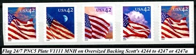 FLAG 24/7 On Oversized Backing PNC5 PL V1111 MNH Scott's 4244 4245 4246 & 4247 - Image 1 of 2