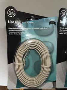 NEW GE TL26117 6P4C Telephone Line Cord - 15 FT,  IVORY for 1 or 2 lines/DSL/FAX - Picture 1 of 3