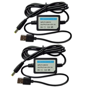 2PCS DC 5V to 12V 1A USB Power Supply Converter 5.5*2.1mm 1M USB Boost Cable New - Picture 1 of 13