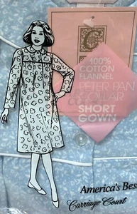 Vintage Carriage Court kurzes Baumwoll Flanell Kleid Oma Nachthemd Gr. M NEU NOS - Bild 1 von 6