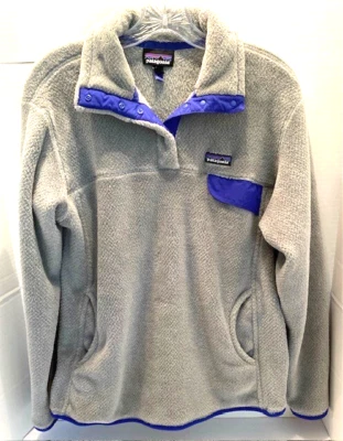 Patagonia Women's Sz. XL Grey/Purple Quarter Snap Fleece Pullover Jacket - Image 1 of 4