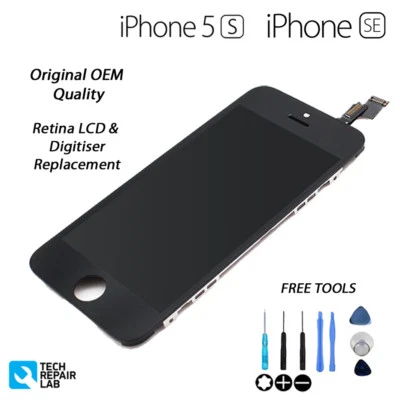 NEW iPhone 5S OEM Original Retina LCD & Digitiser Touch Screen Assembly BLACK - Image 1 of 3