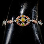 Natural Gemstones Opal Bracelet 925 Sterling Silver  7"/BR10484
