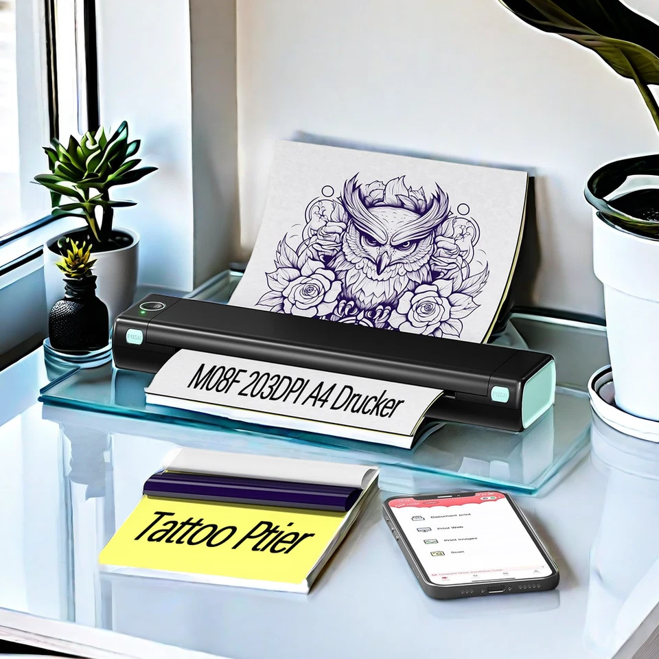 Phomemo M08F Thermal Tattoo Printer Machine Supports A4 Transfer Paper lot - Image 1 of 4