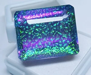 Emerald Shape Natural Monarch Fire Opal Doublet EGL Certified 50+ Ct Gemstone - Picture 1 of 16