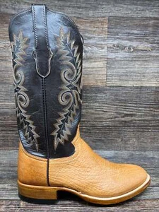 87u Men's Round Toe Genuine Smooth Ostrich Western Boot in Tan by Cowtown - Picture 1 of 4