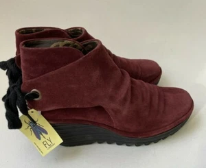 FLY LONDON Yama Wedges Brick suede Boots Size 40 EU 9.5 US - Picture 1 of 9