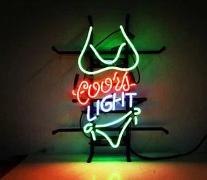 Crs Light Bikini 17"x14" Neon Sign Light Beer Bar Pub Summer Beach Wall Decor - Picture 1 of 4