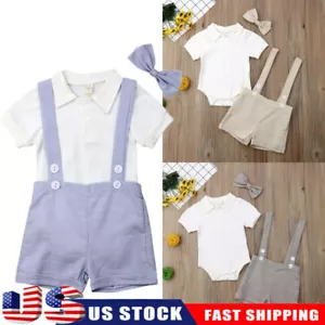 Infant Baby Clothes Gentleman Romper Outfits Boys Set Tops Shorts Jumpsuit Set - Picture 1 of 18