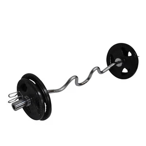 42kg Olympic Barbell Weight Set - Super Curl Bar + 35kg Weight Plates Home Gym - Picture 1 of 7