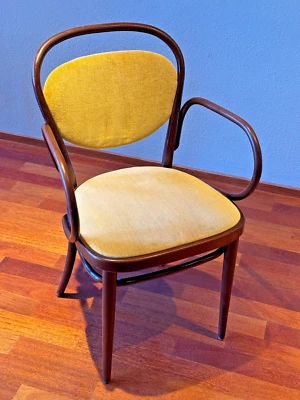 Thonet 214 F Wiener Kaffeehausstuhl Bugholz Stuhl Mahagoni gepolstert - Bild 1 von 4