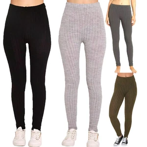 Women's Ladies Warm Thick Winter Legging Chunky Ribbed Knitted Leggings Pant - Picture 1 of 5