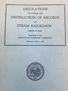 Interstate Commerce Commission Destruction Steam Railroad Records 1945 Ephemera - Picture 1 of 10