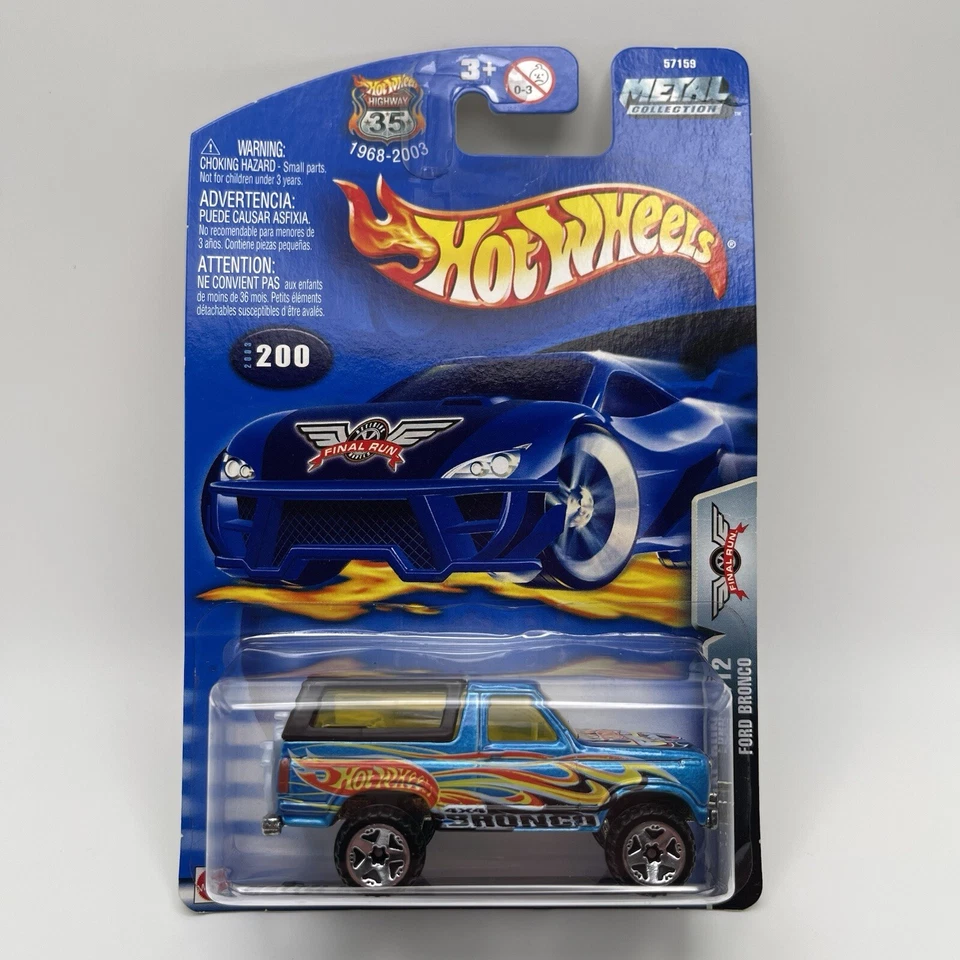 2003 Hot Wheels Final Run #200 Ford Bronco 4-Wheeler Metallic Blue Mattel NEW - Image 1 of 4