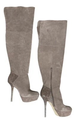 Steve Madden Camurça Cor Taupe - Tamanho 7.5- Botas stiletto Coxa Alta Excelente Estado Usado - Imagem 1 de 4