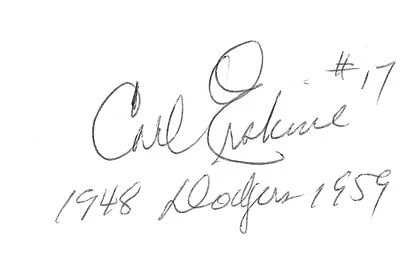 Carl Erskine Signed Cut Index Card PSA/DNA COA 1955 Dodgers Baseball Autograph - Image 1 of 4